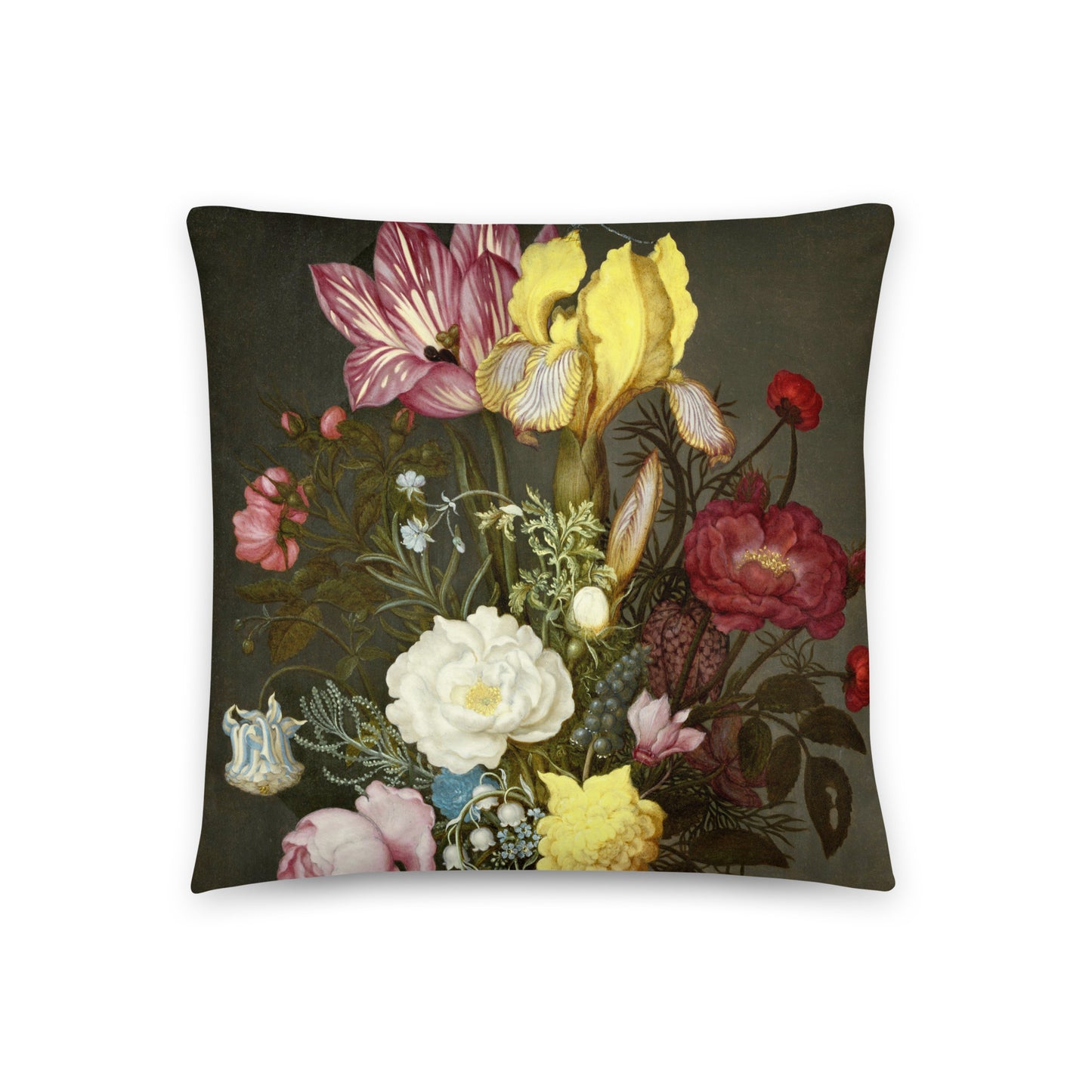 Size 2 - Ambrosius Bosschaert Basic Pillow – Floral Opulence in a Glass Vase