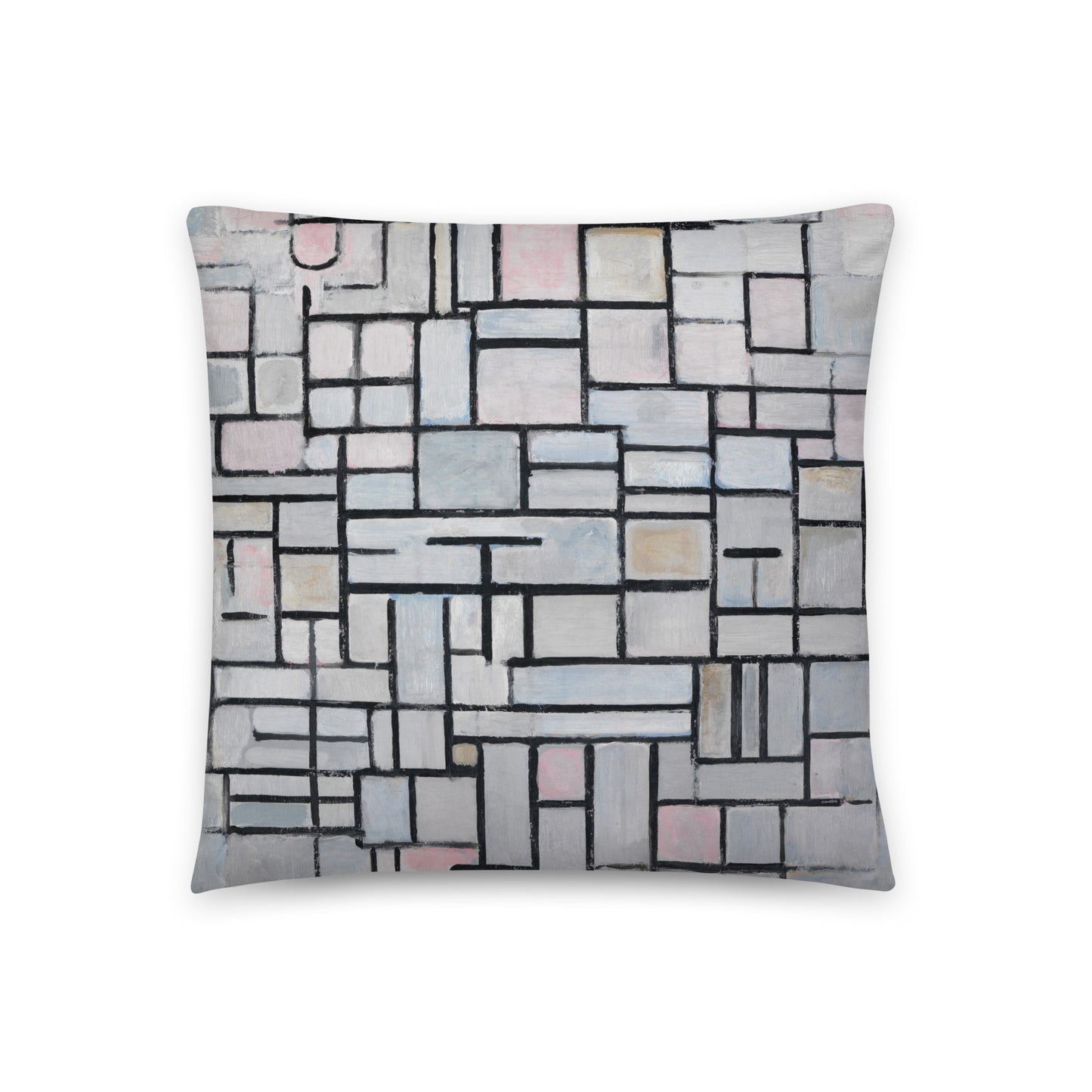 Size 2 - Mondriaan Basic Pillow – Grey & Pink Harmony in Modern Form