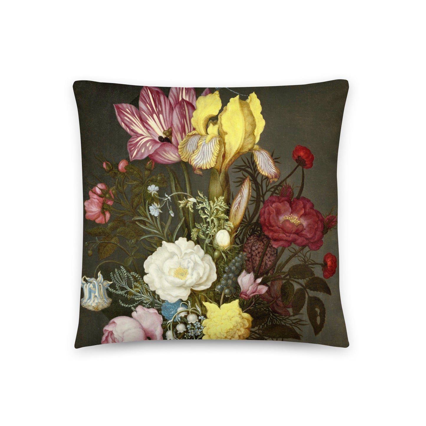 Ambrosius Bosschaert Basic Pillow – Floral Opulence in a Glass Vase