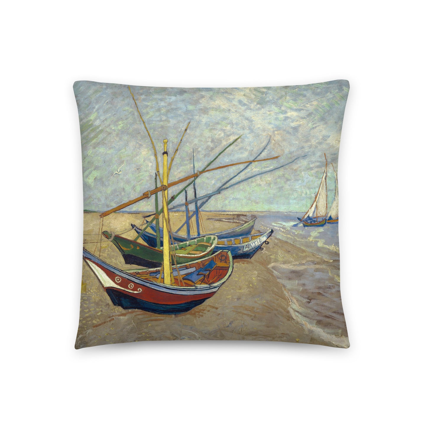 Van Gogh Basic Pillow – Seascape Serenity with French Boats