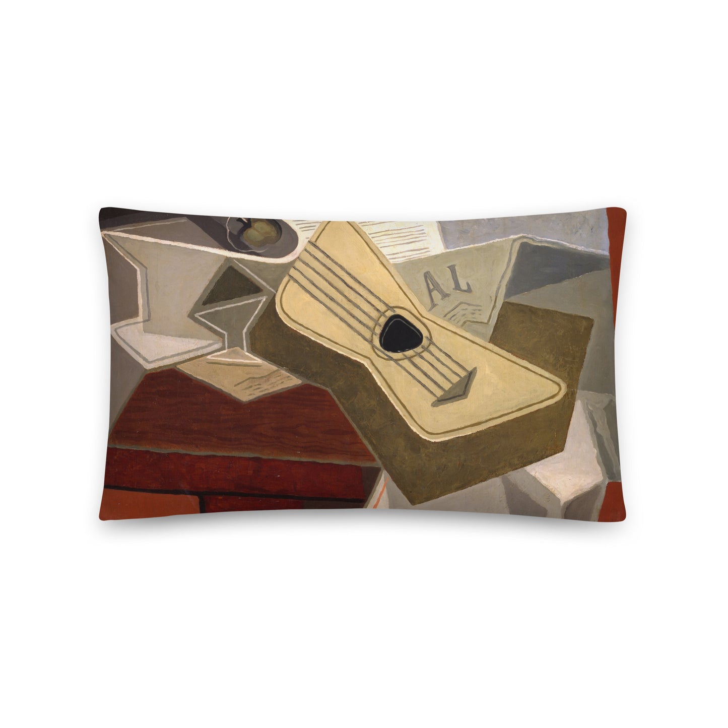 Size 2 - Juan Gris Basic Pillow – Cubist Charm with Newspaper and Guitar