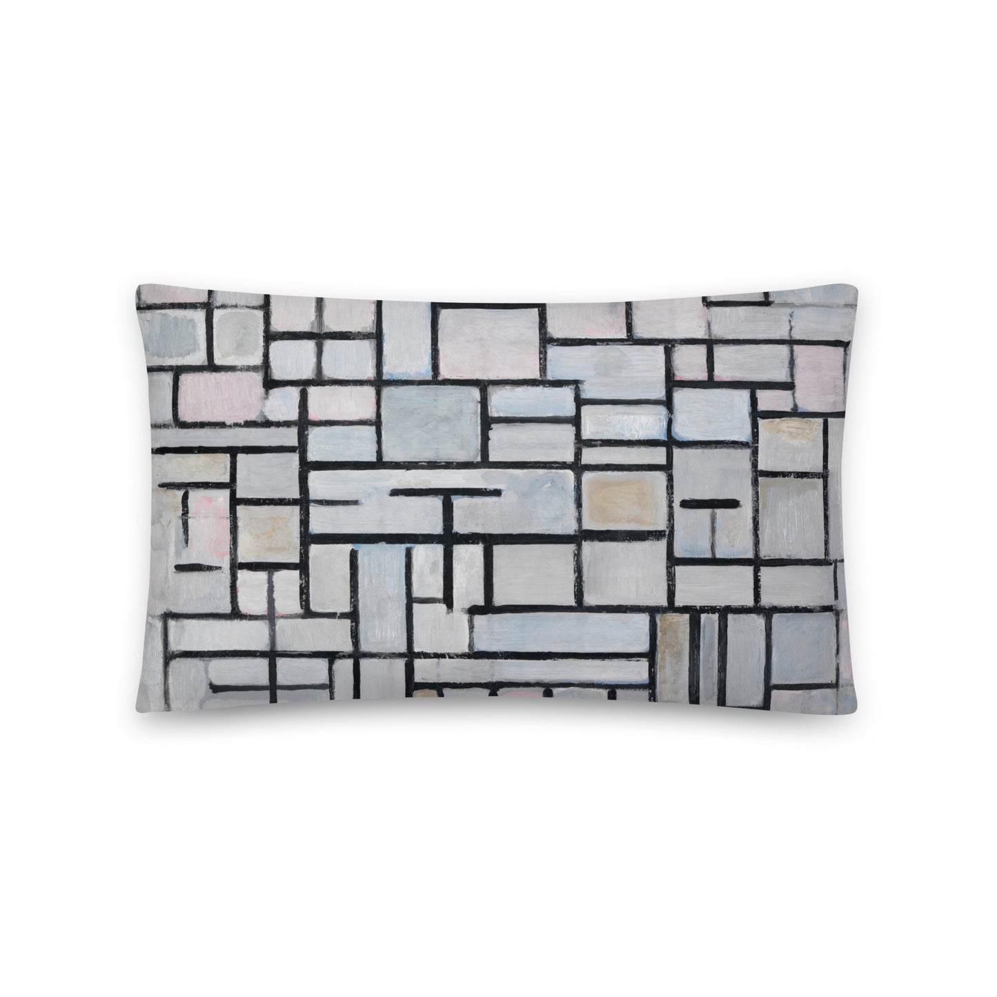 Size 3 - Mondriaan Basic Pillow – Grey & Pink Harmony in Modern Form
