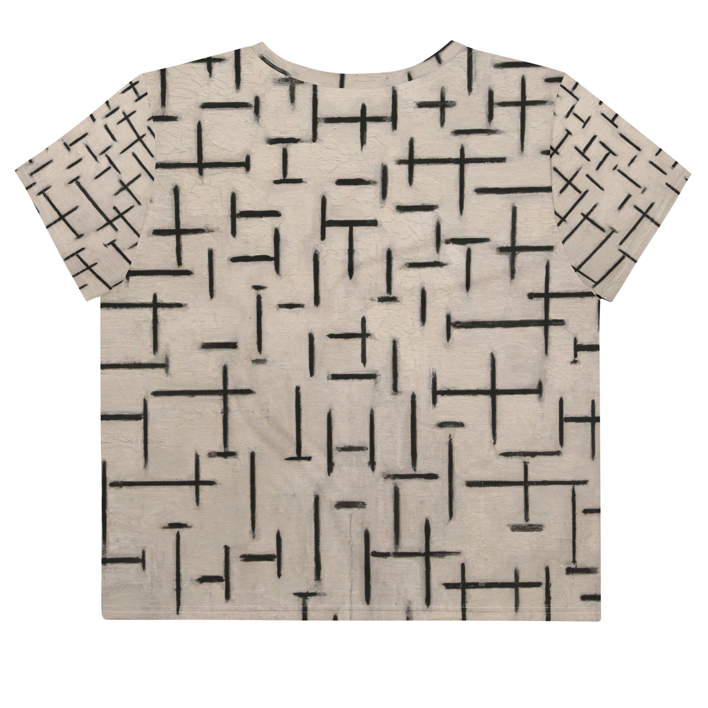 Back - Mondrian All-Over Print Crop Tee – Composition in Black and White