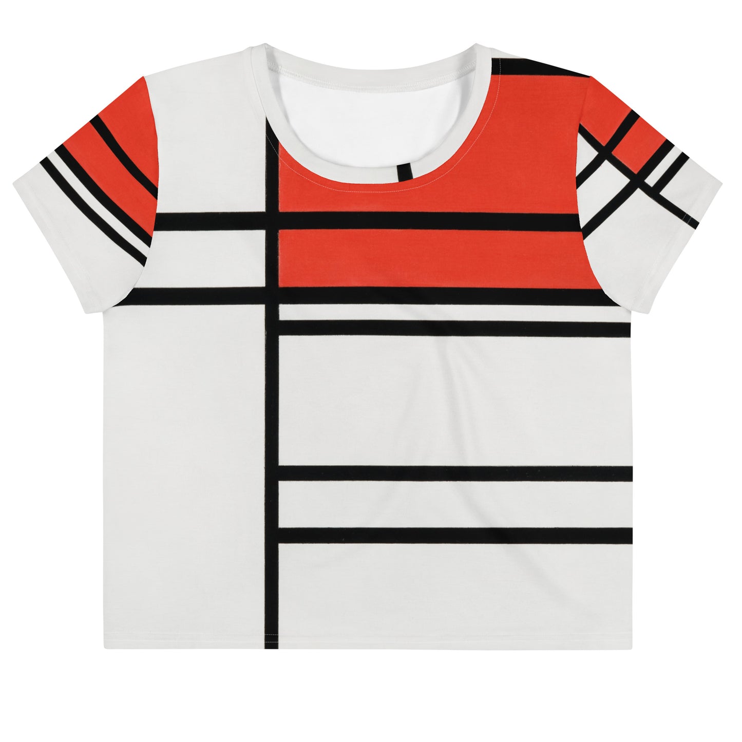 Mondrian All-Over Print Crop Tee – Composition No. 4 Bold Contrast