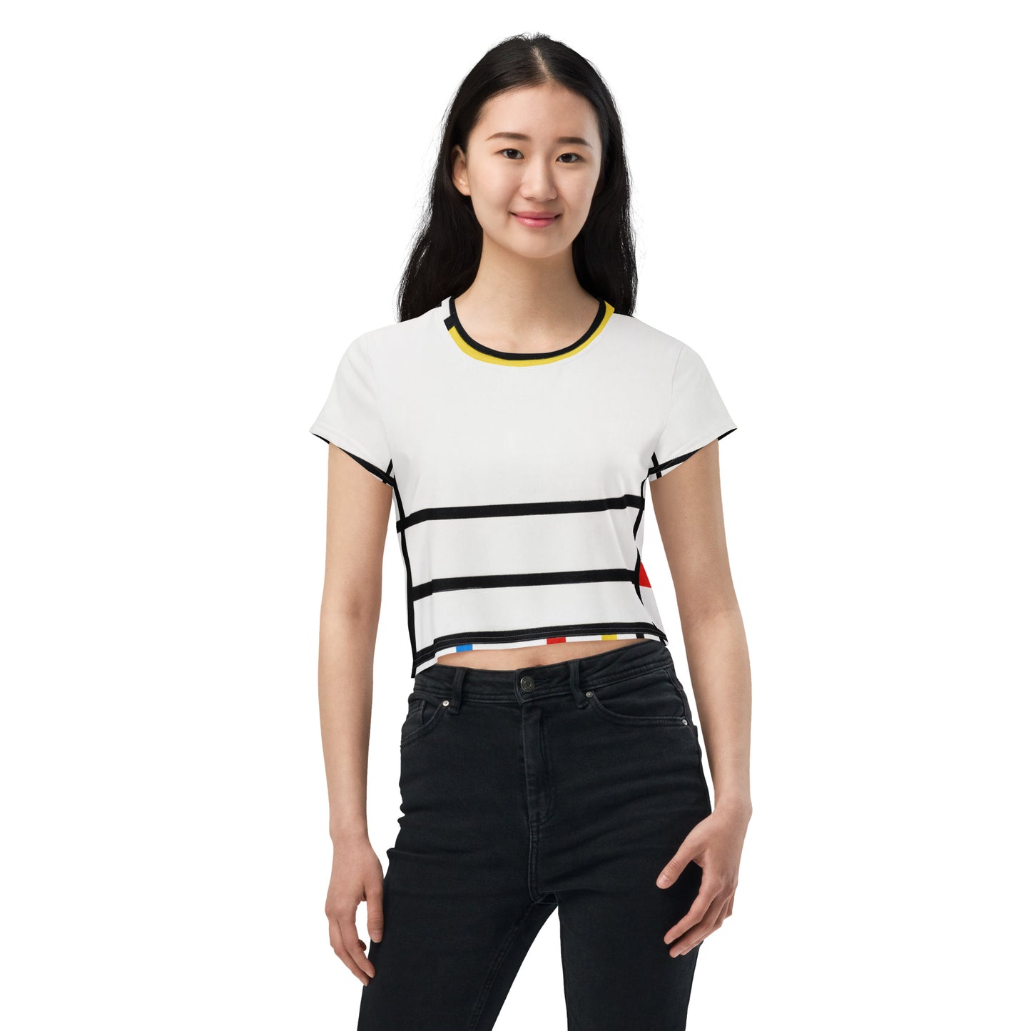 Model 2 - Mondrian All-Over Print Crop Tee – Place de la Concorde Boldness