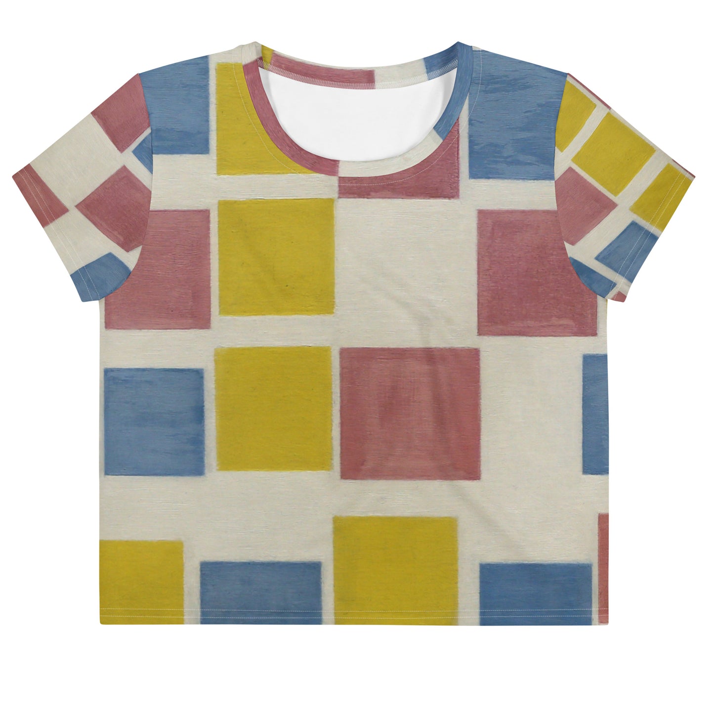 Mondrian All-Over Print Crop Tee – Composition in Color