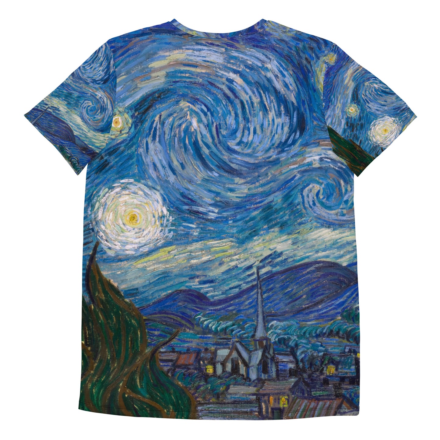 Back - Vincent van Gogh Men's Athletic T-Shirt – Swirls of Starry Night