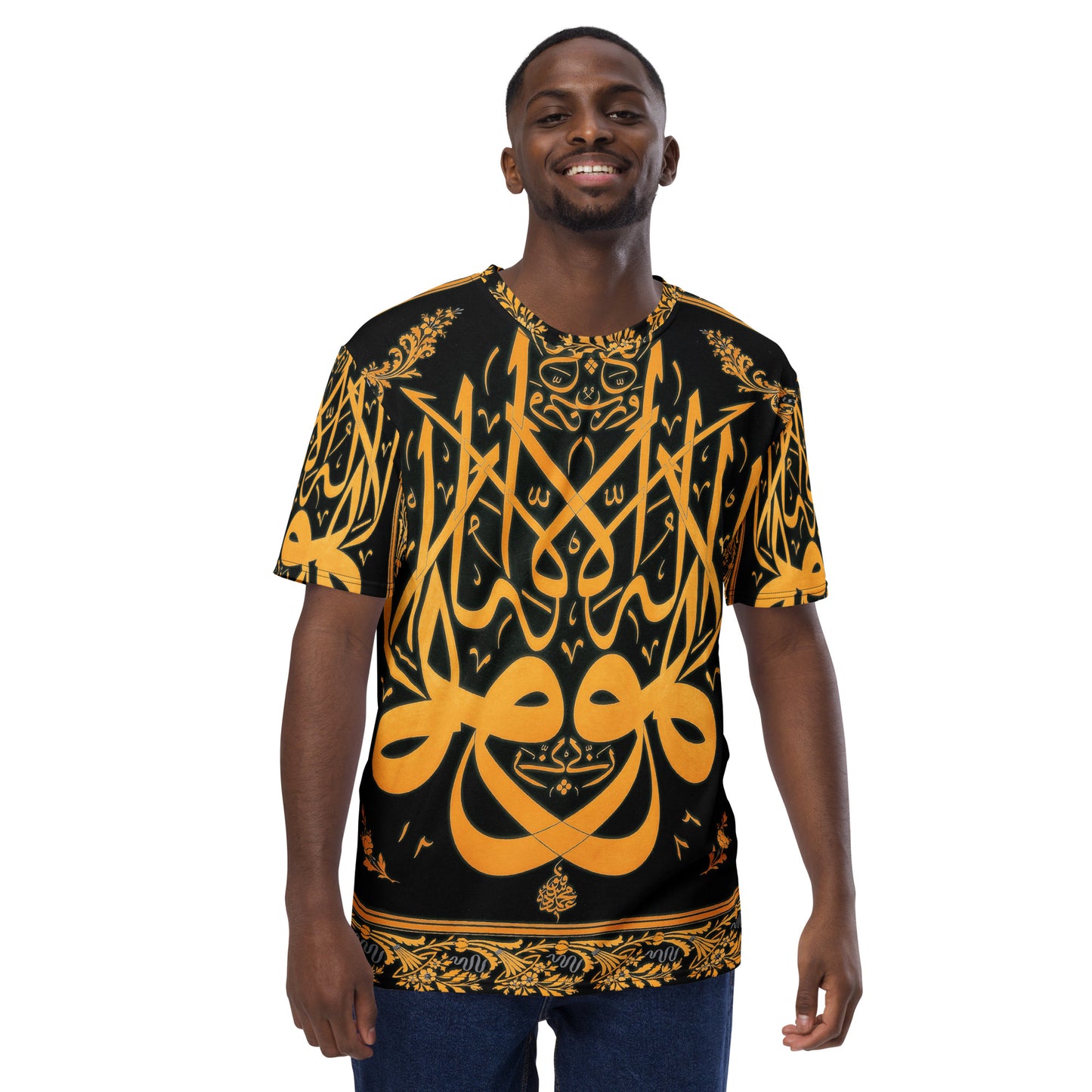 Model 2 - Islamic Calligraphy Men's T-Shirt – Mehmed Levha in Motion
