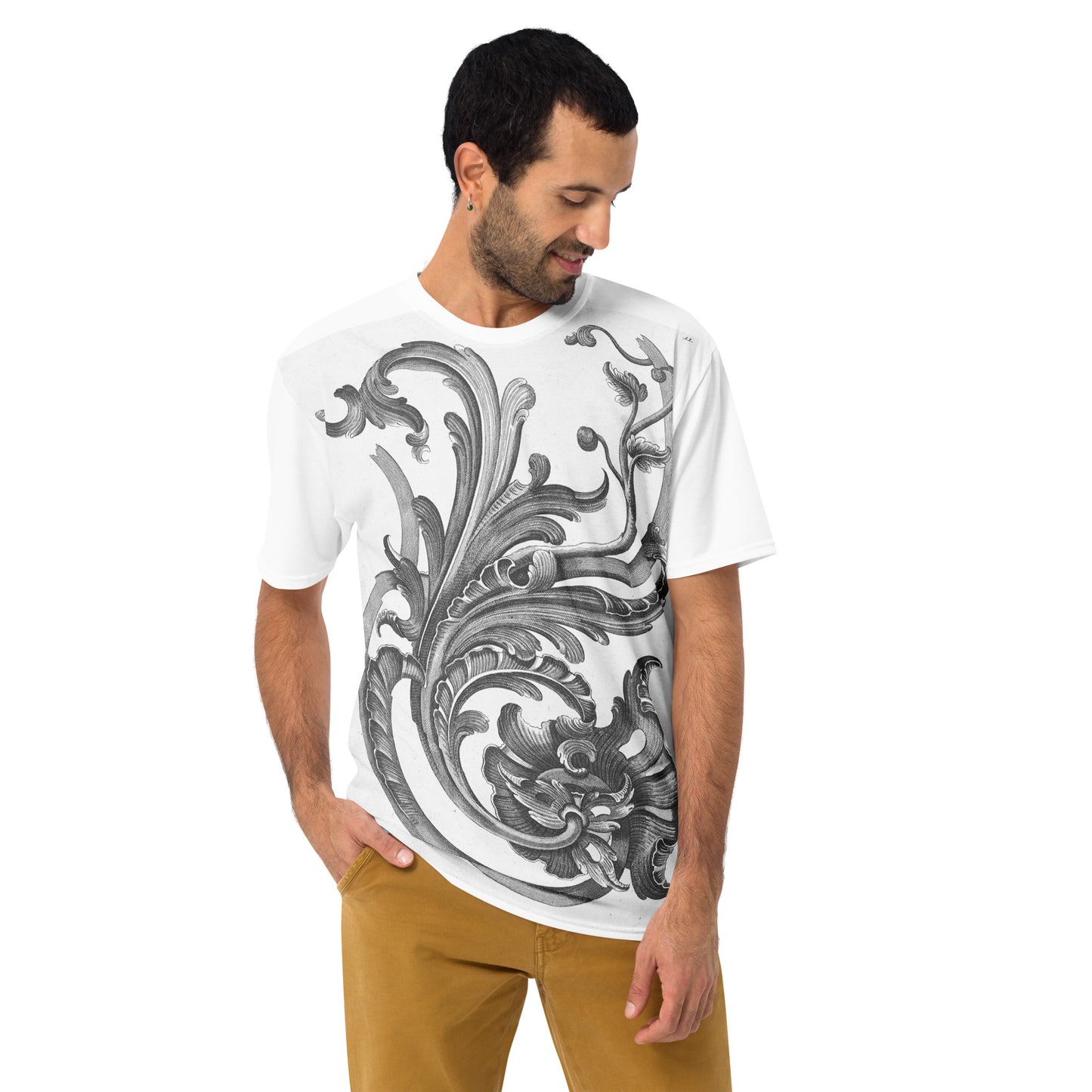 Model 1 - Men's T-Shirt – Floral Ironwork in Motion