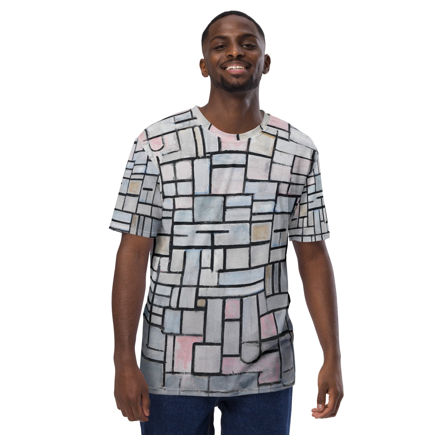 Model 2 - Piet Mondrian Men's T-Shirt – Broadway Rhythm Reimagined