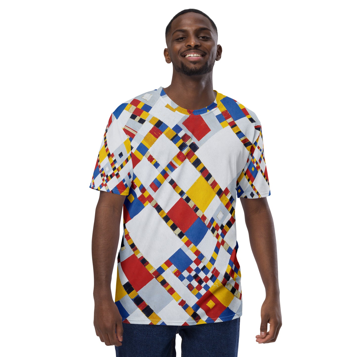 Model 2 - Piet Mondrian Men's T-Shirt – Rhythm of the City Unleashed