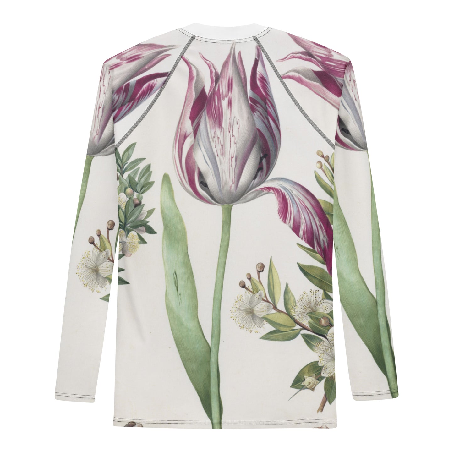 Back - Maria Sibylla Merian Men’s Rash Guard – Tulip & Myrtle Harmony