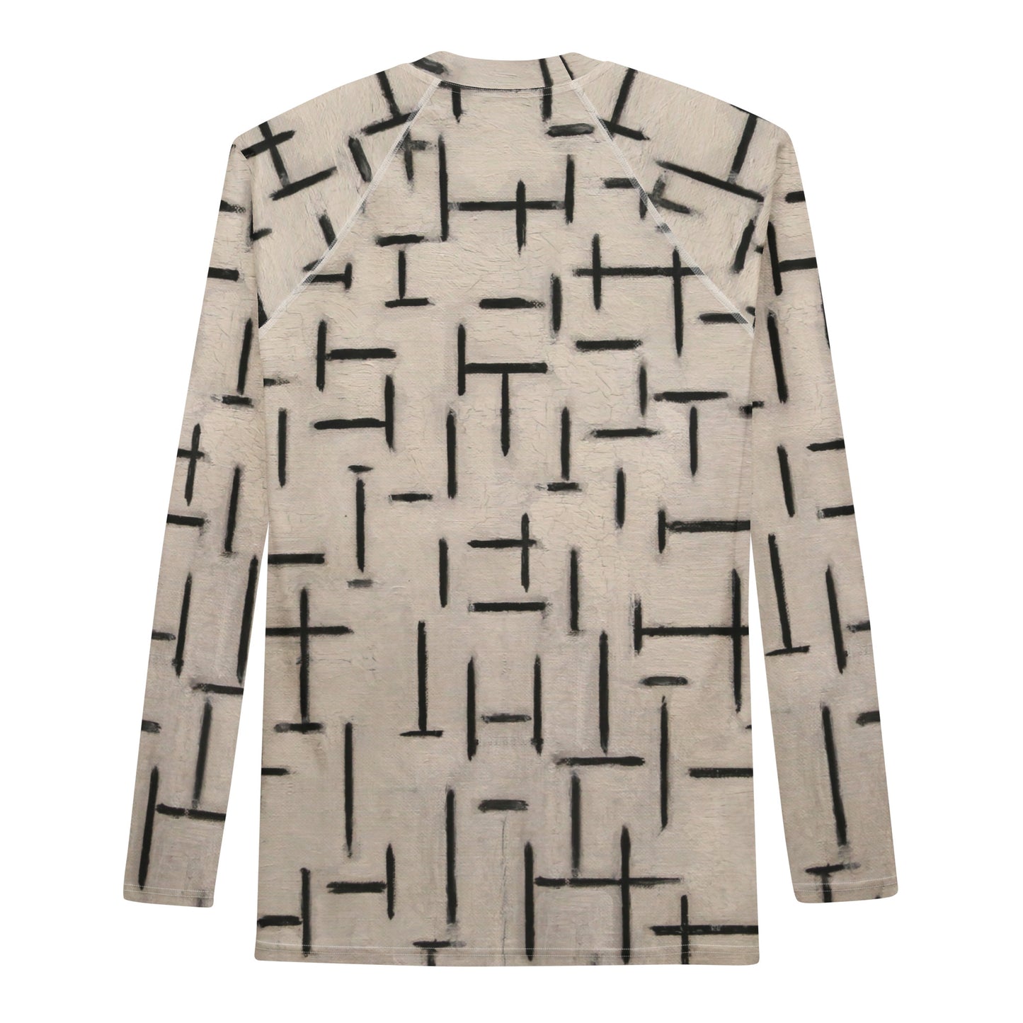 Back - Mondriaan Men’s Rash Guard – Black and White Composition