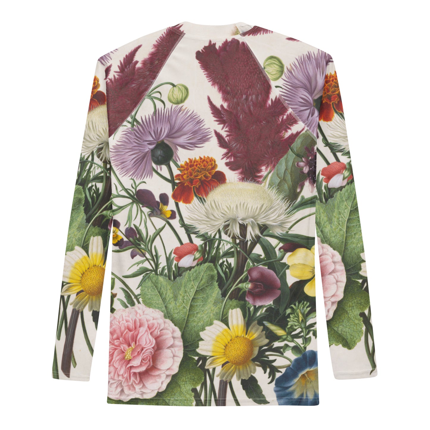 Back - Maria Sibylla Merian Men’s Rash Guard – Botanical Elegance in Motion