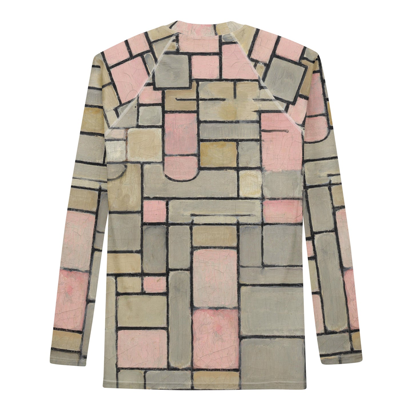 Back - Mondriaan Men’s Rash Guard – Grey and Pink Modern Balance