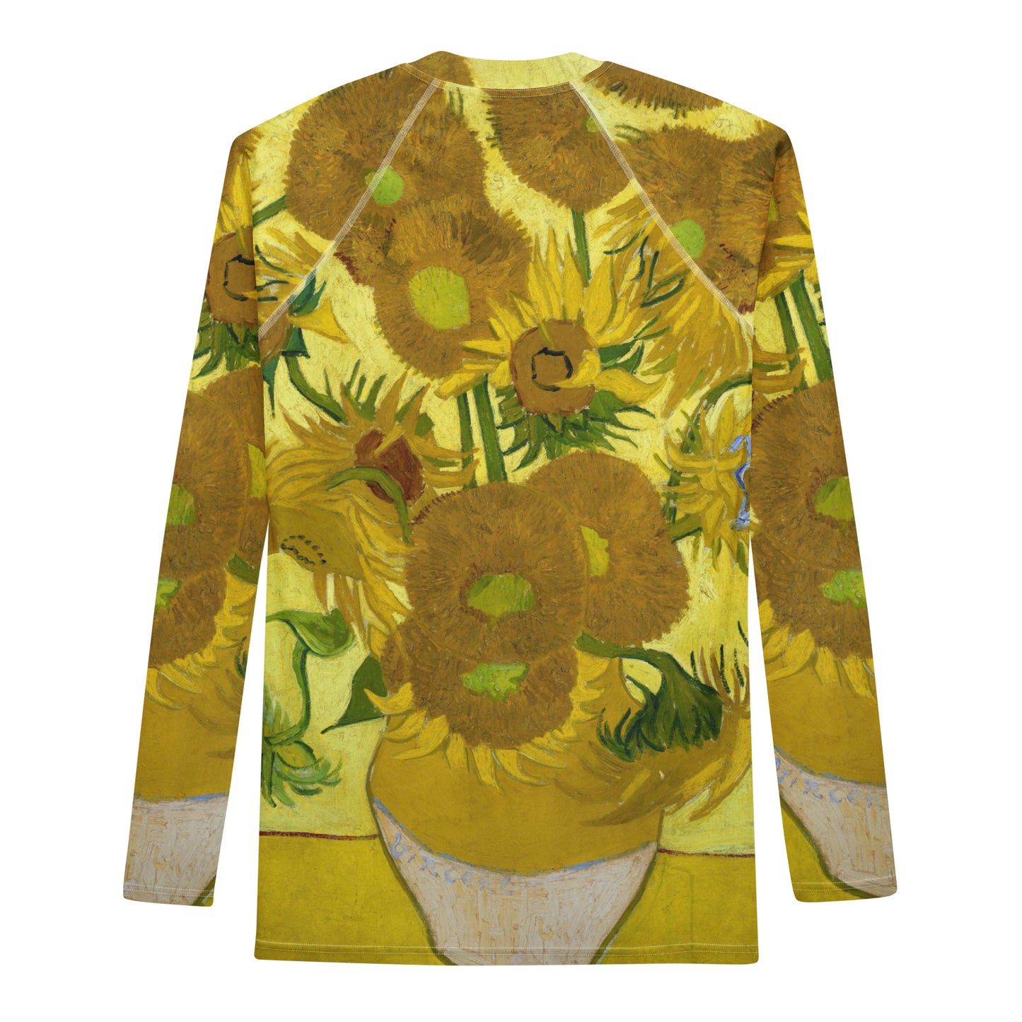 Back - Vincent van Gogh Men’s Rash Guard – Sunflowers with Bold Energy