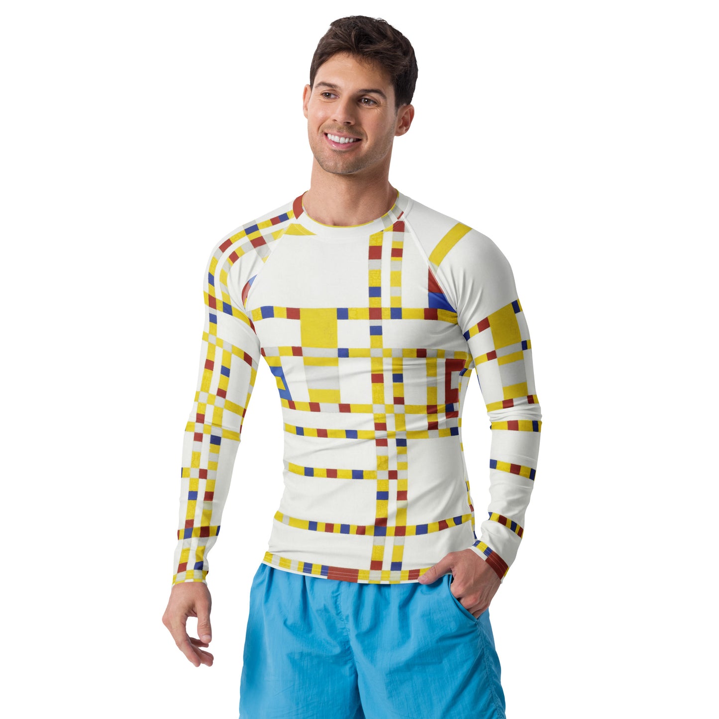 Model 1 - Mondriaan Men’s Rash Guard – Broadway Boogie Woogie Rhythm