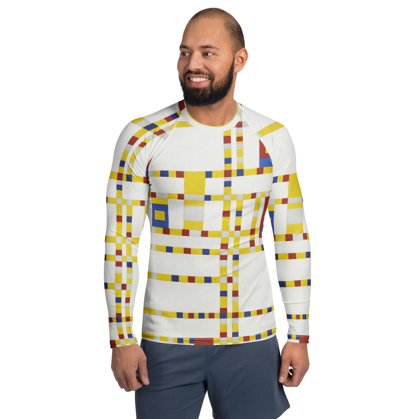 Model 2 - Mondriaan Men’s Rash Guard – Broadway Boogie Woogie Rhythm