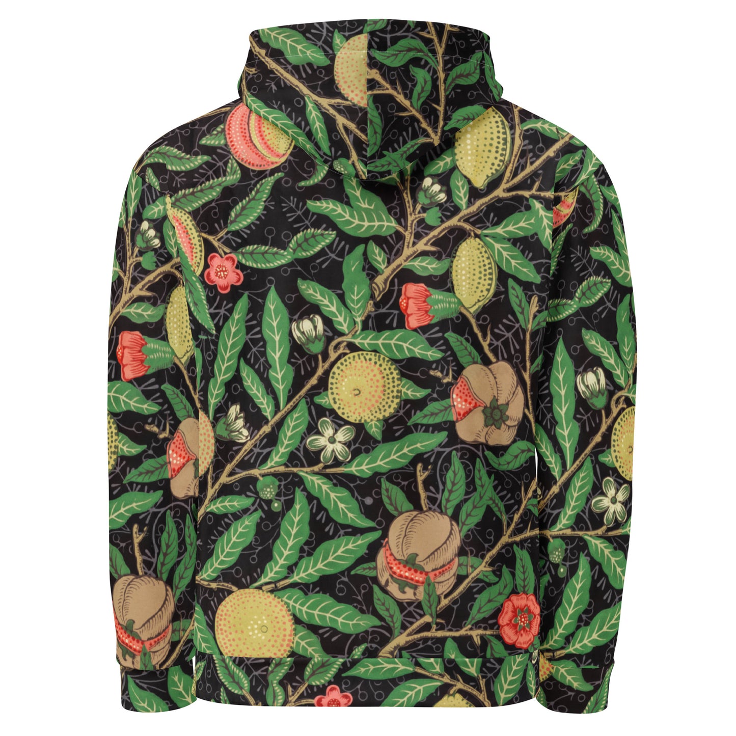 Back - William Morris Unisex Hoodie – Fruit Pattern with Vintage Flair