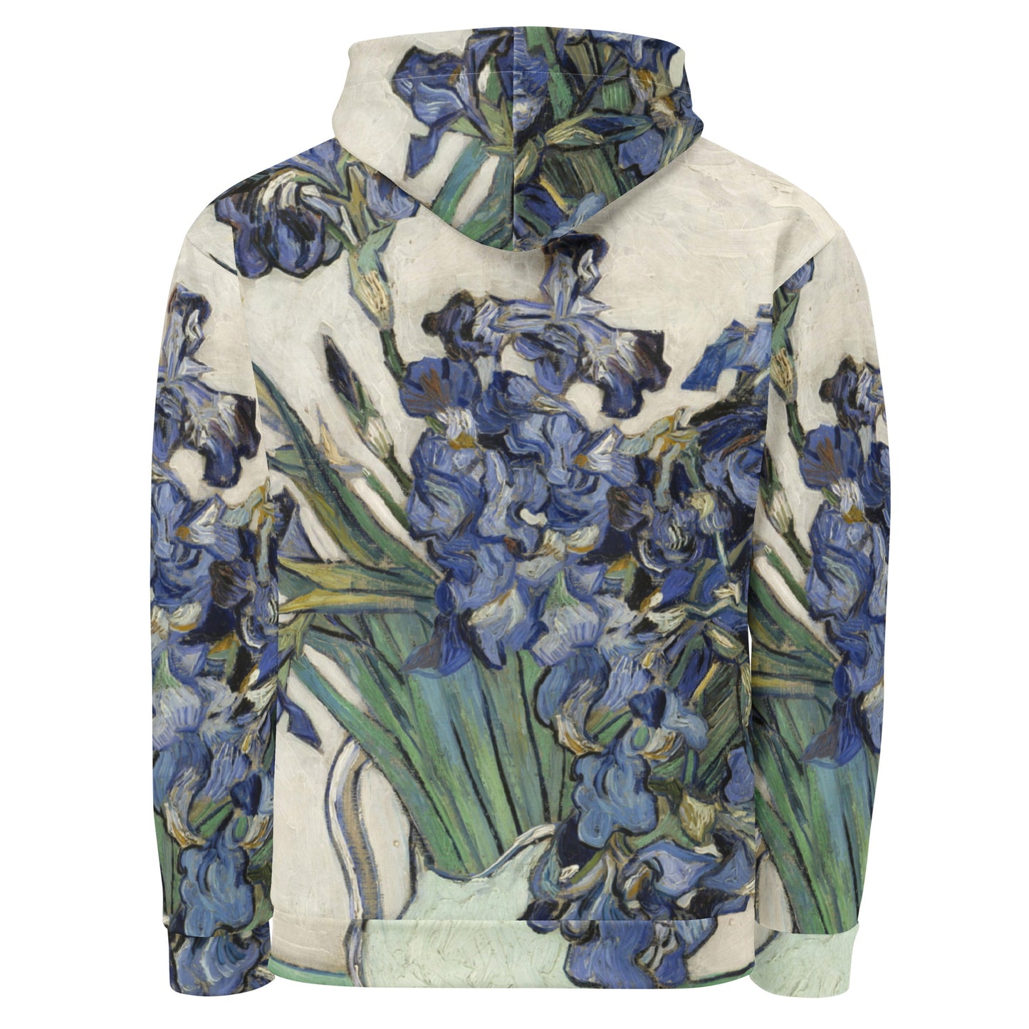 Back - Van Gogh Irises Unisex Hoodie – Artistic Streetwear with Vintage Charm