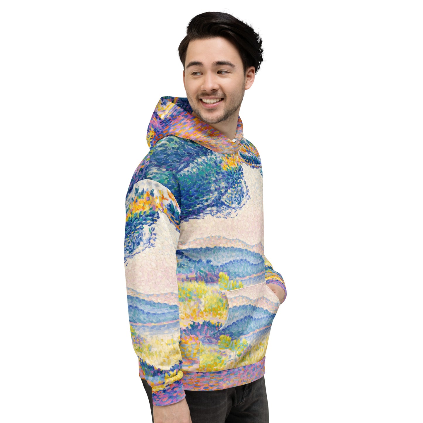 Model 2 - Henri Edmond Cross Unisex Hoodie – Pines Along the Shore Serenity