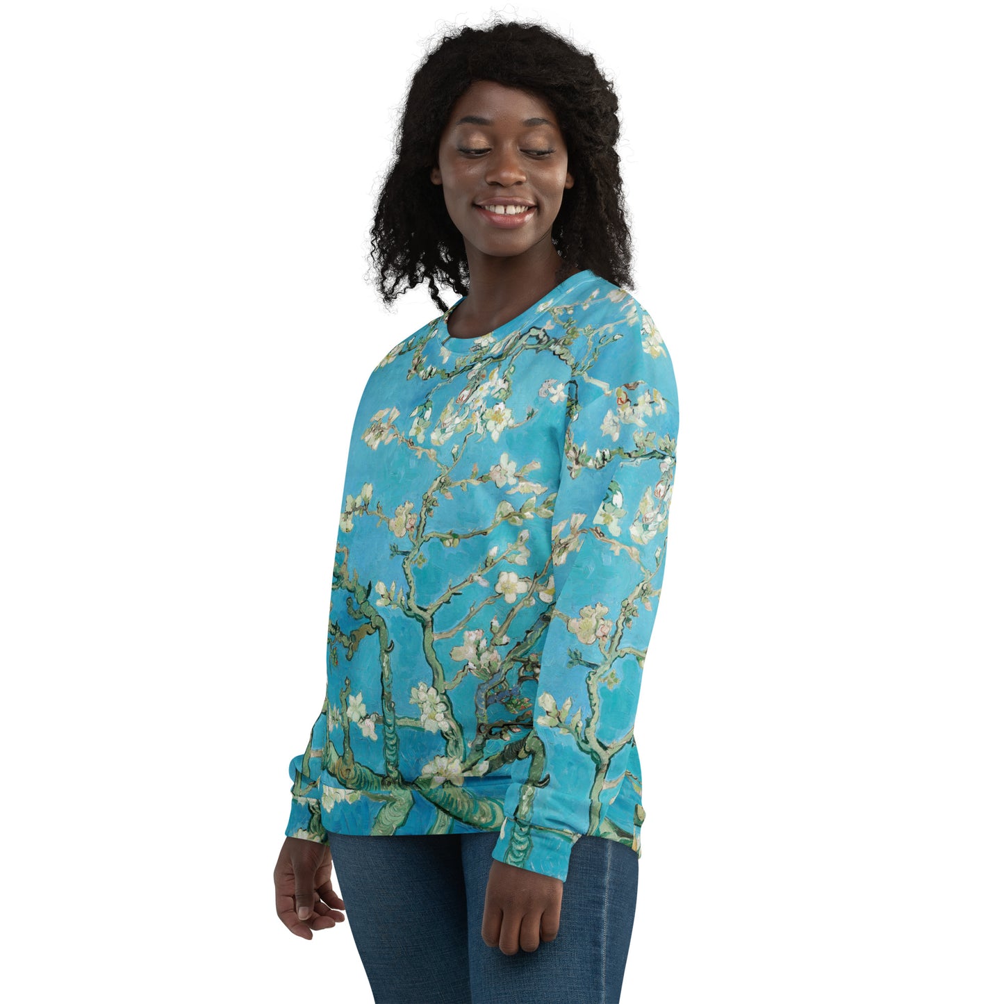 Model 1 - Van Gogh Almond Blossom Unisex Sweatshirt – Serenity in Full Bloom