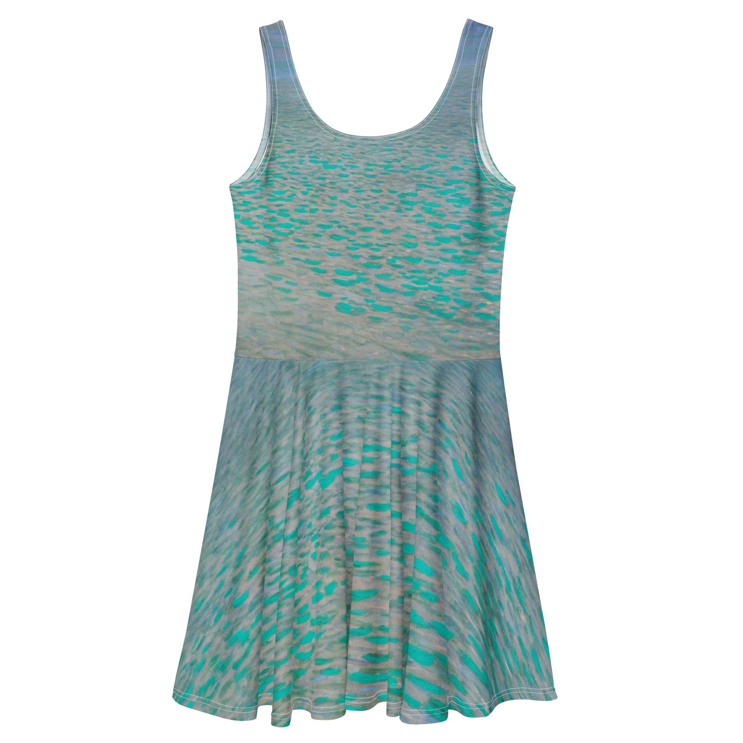 Back - Klimt Atter Lake Skater Dress – Lakeside Serenity, Artistic Flow