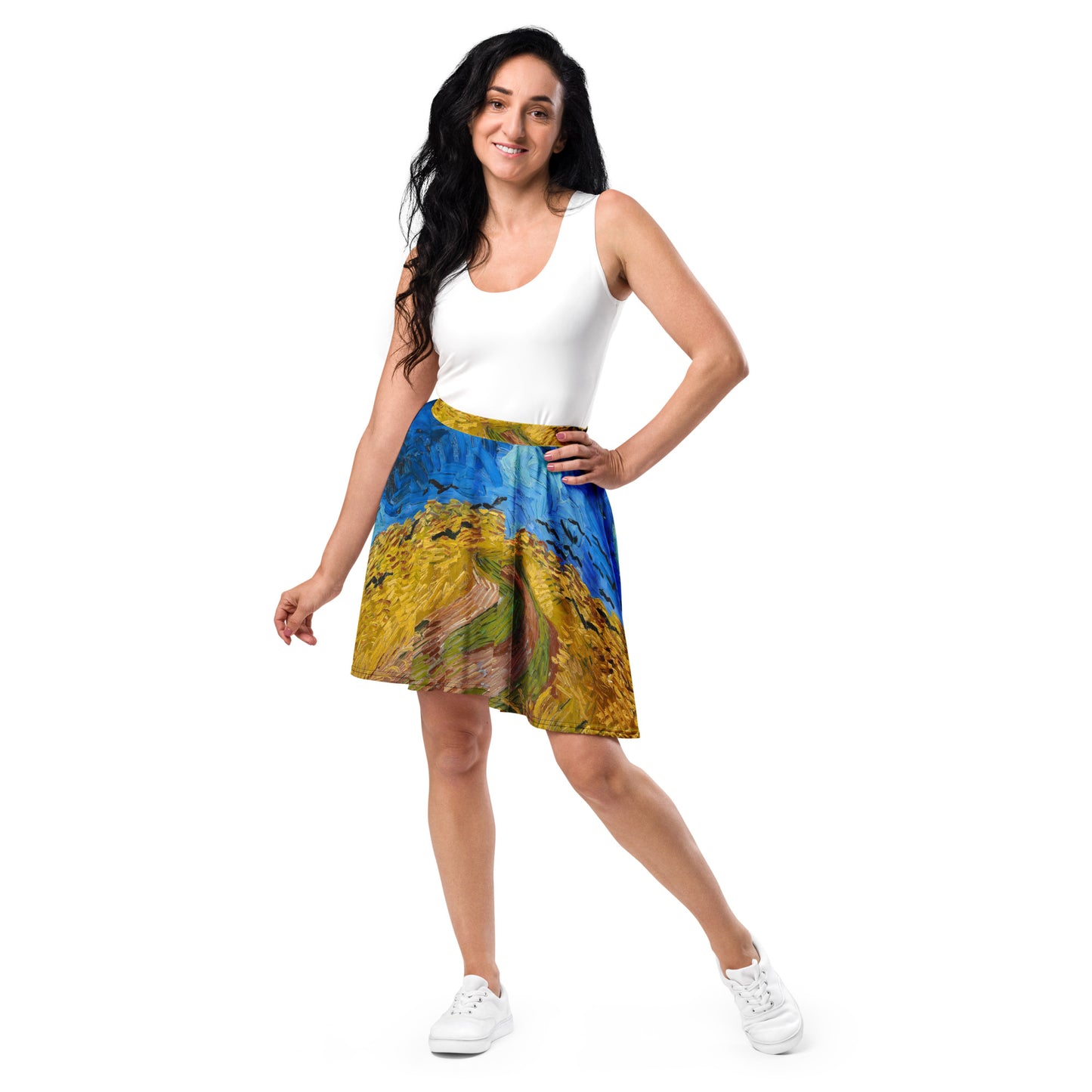 Model - Vincent van Gogh Skater Skirt – Crows Over Golden Fields