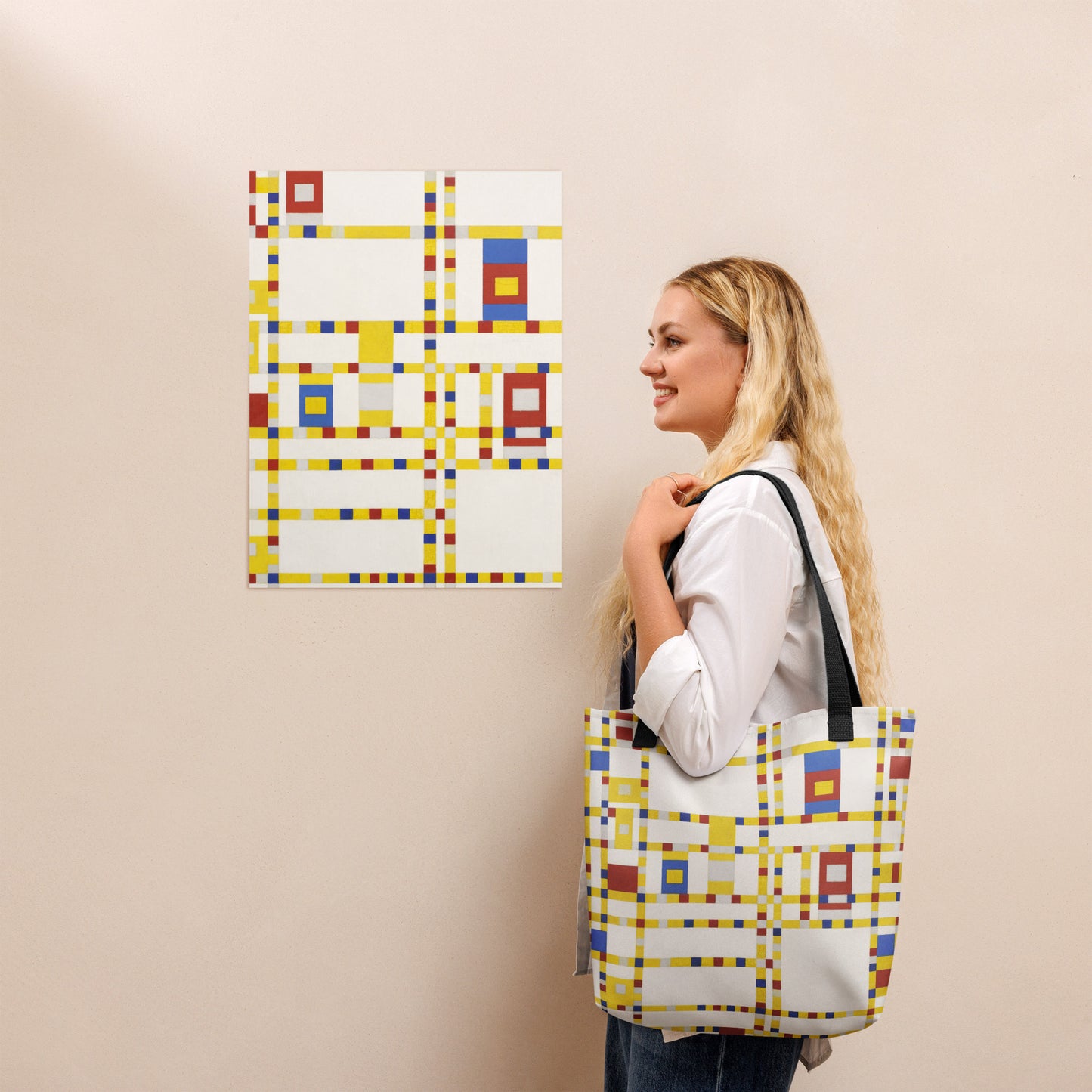 Model - Mondriaan Broadway Tote Bag – Dance of Color and City Rhythm