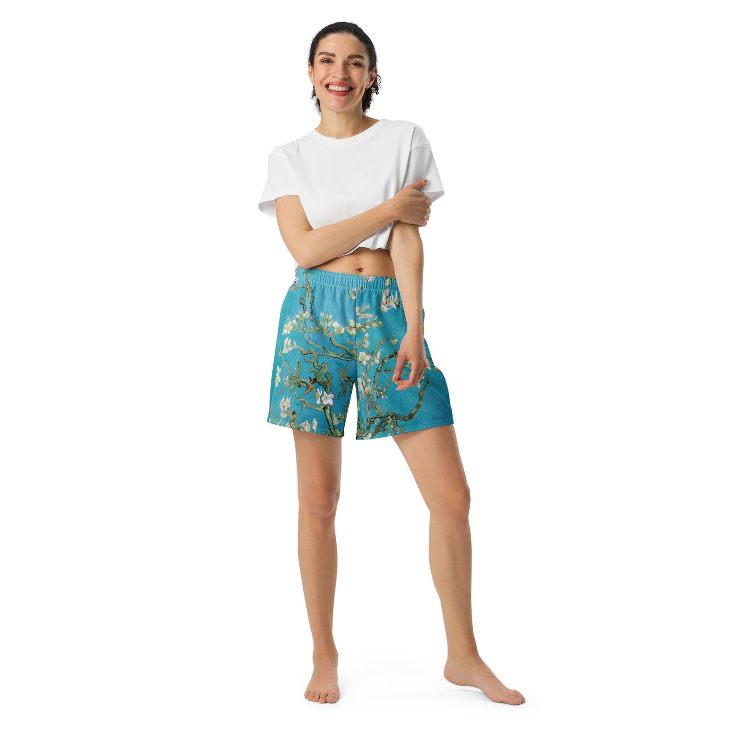 Model 2 - Van Gogh Almond Blossom Men's Shorts – Artistic Style in Motion