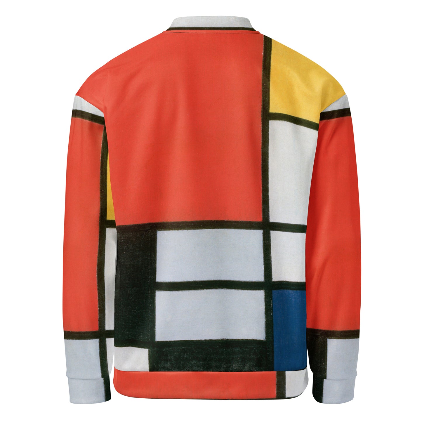 Back - Mondriaan Unisex Bomber Jacket – Red, Yellow & Blue Geometry