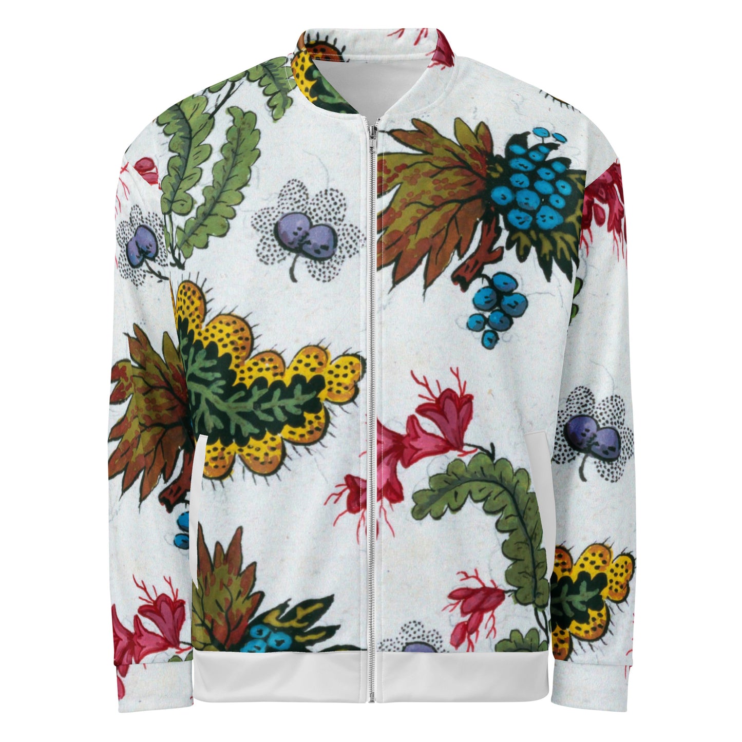 Unisex Bomber Jacket – Floral Leaf and Berry Charm