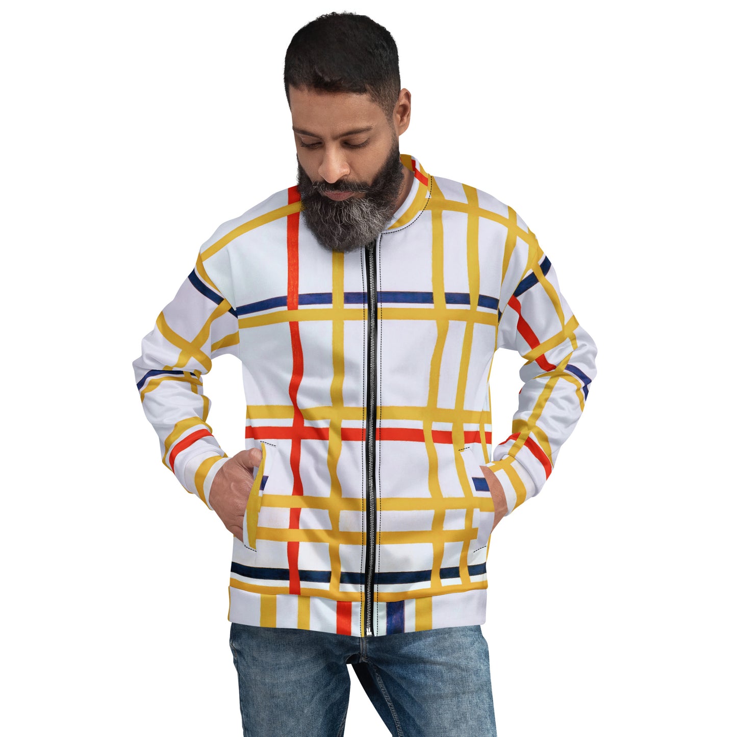 Model 2 - Mondriaan Unisex Bomber Jacket – New York City Pulse