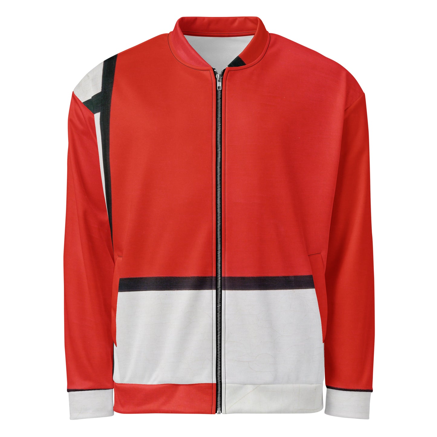 Mondriaan Unisex Bomber Jacket – Red, Yellow & Blue Balance