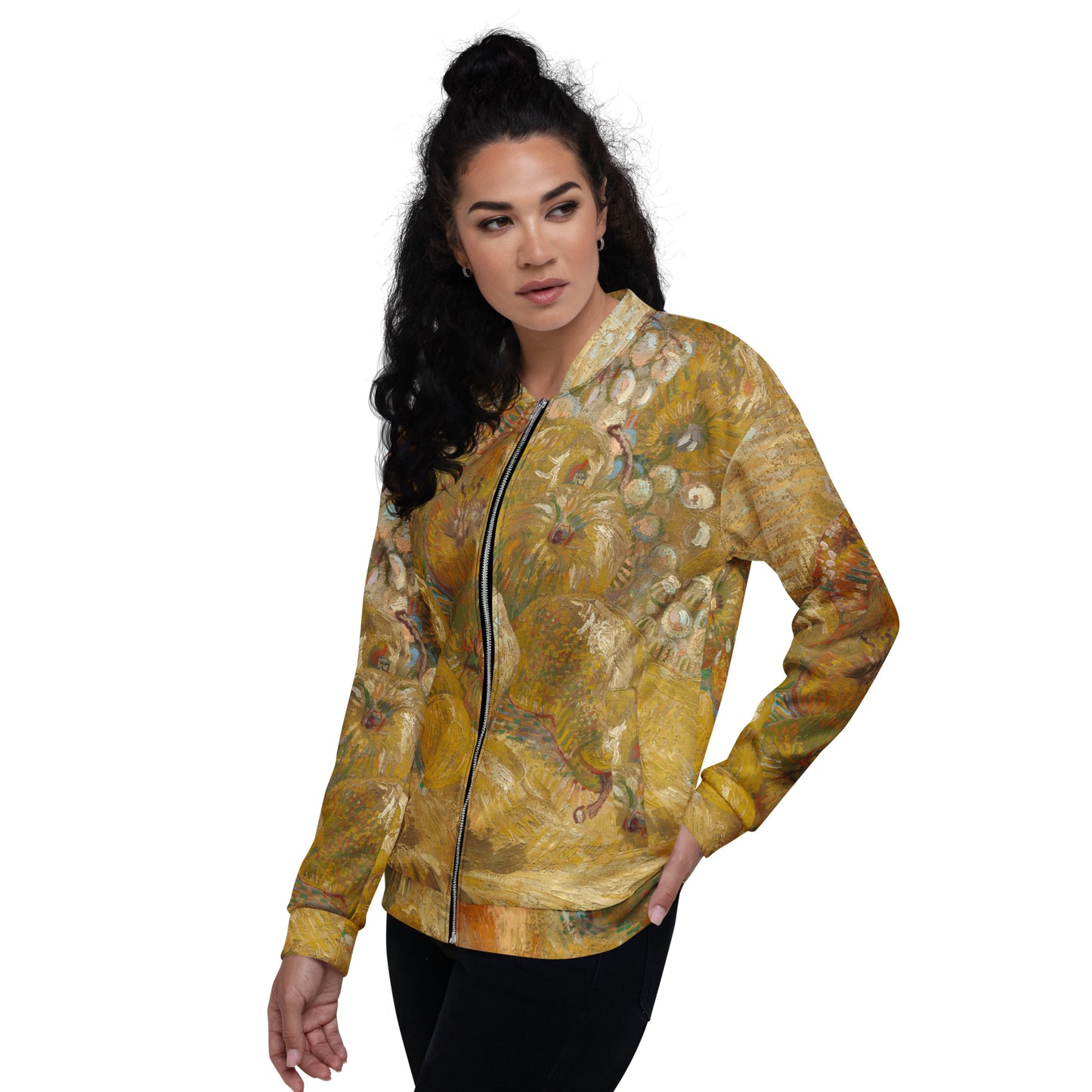 Model 1 - Vincent van Gogh Unisex Bomber Jacket – Still Life with Fruit Flair