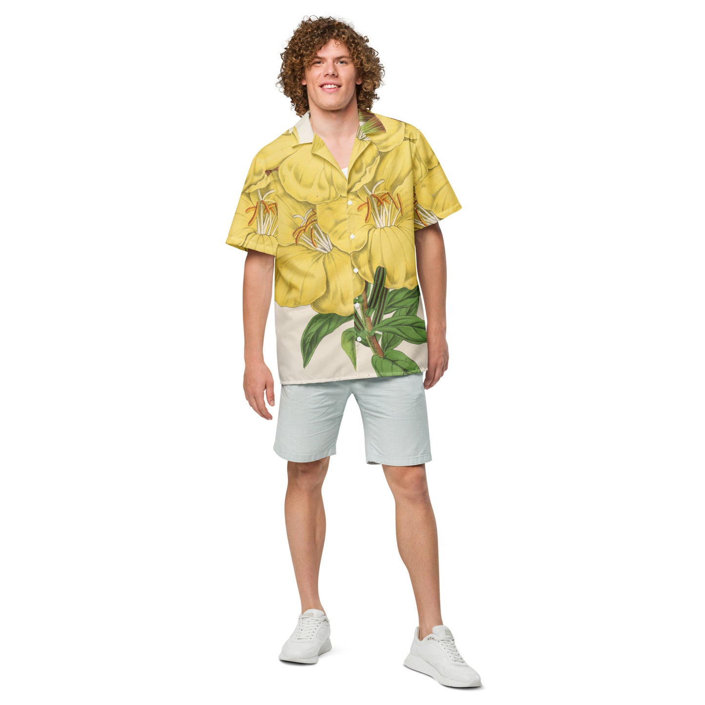 Model 2 - Floral Masterpiece Button Shirt – Unisex Wear for Art Enthusiasts