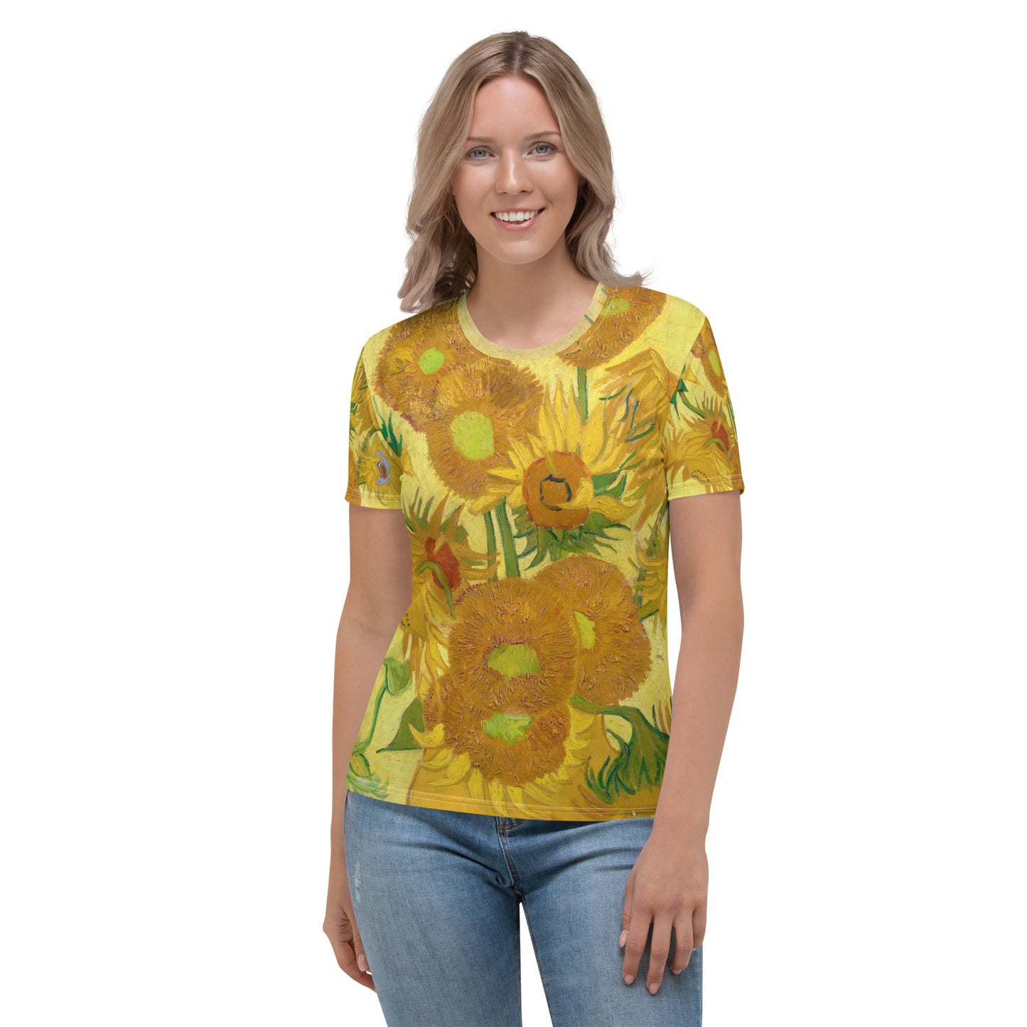 Model 2 - Vincent van Gogh Women's T-Shirt – Sunlit Blooms in Style