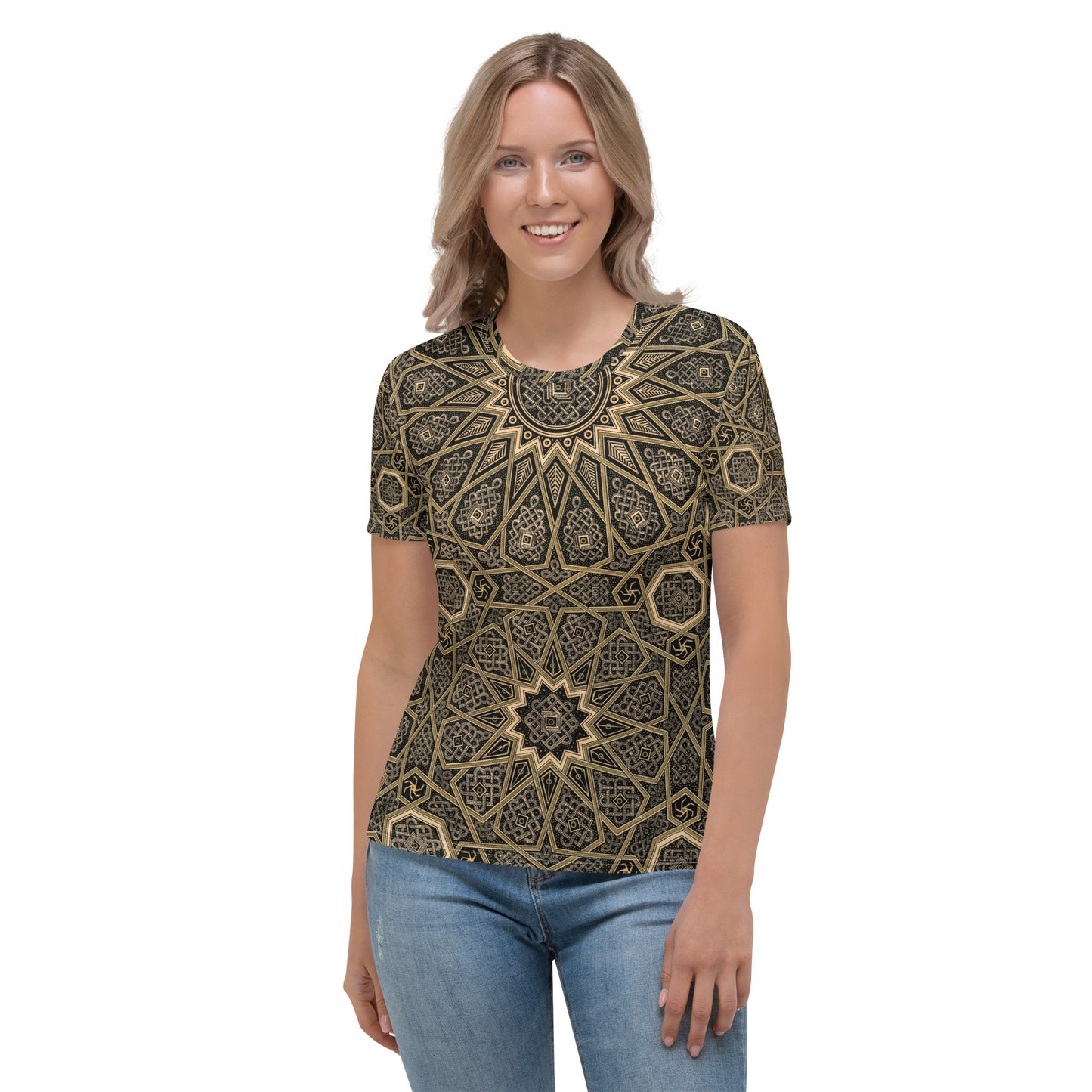 Model 2 - Albert Racinet Women's T-Shirt – Arabian Motifs in Motion