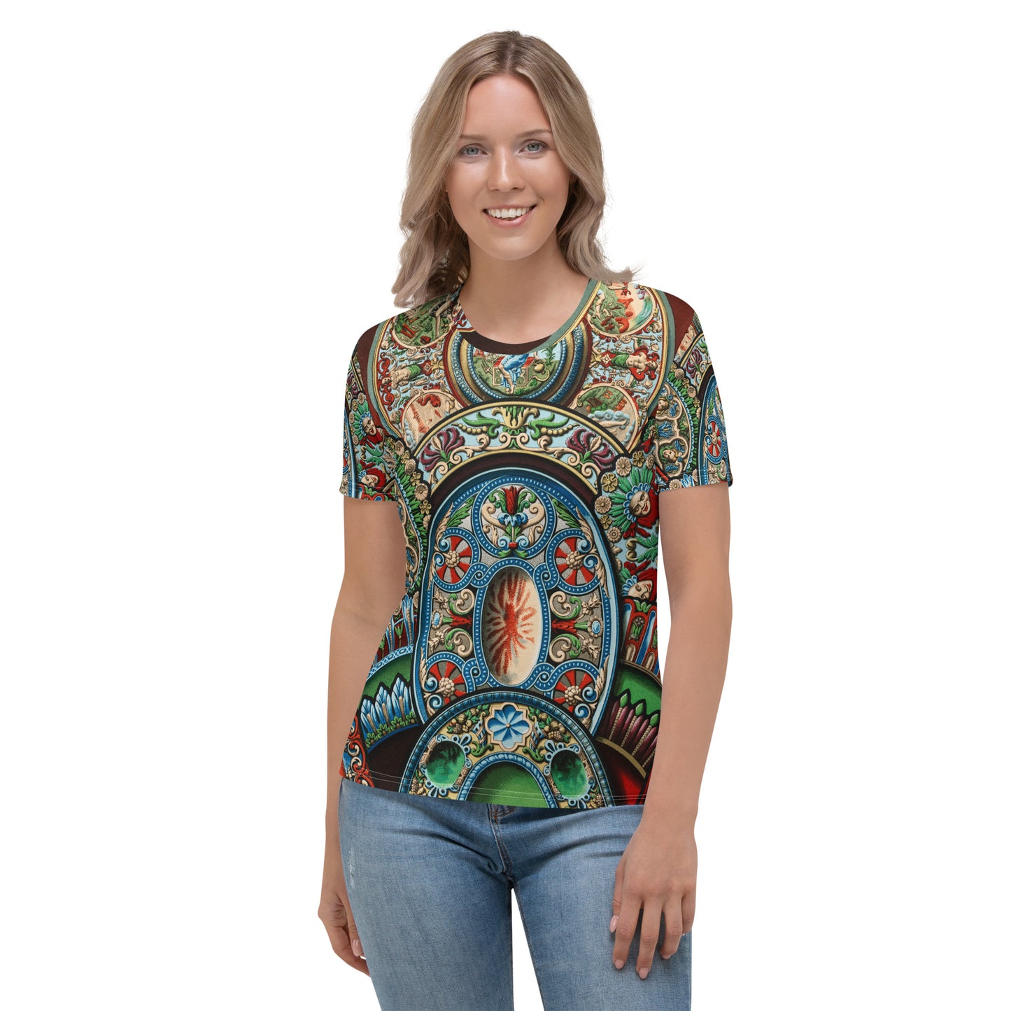 Model 2 - Albert Racinet Women's T-Shirt – Renaissance Grace Reimagined