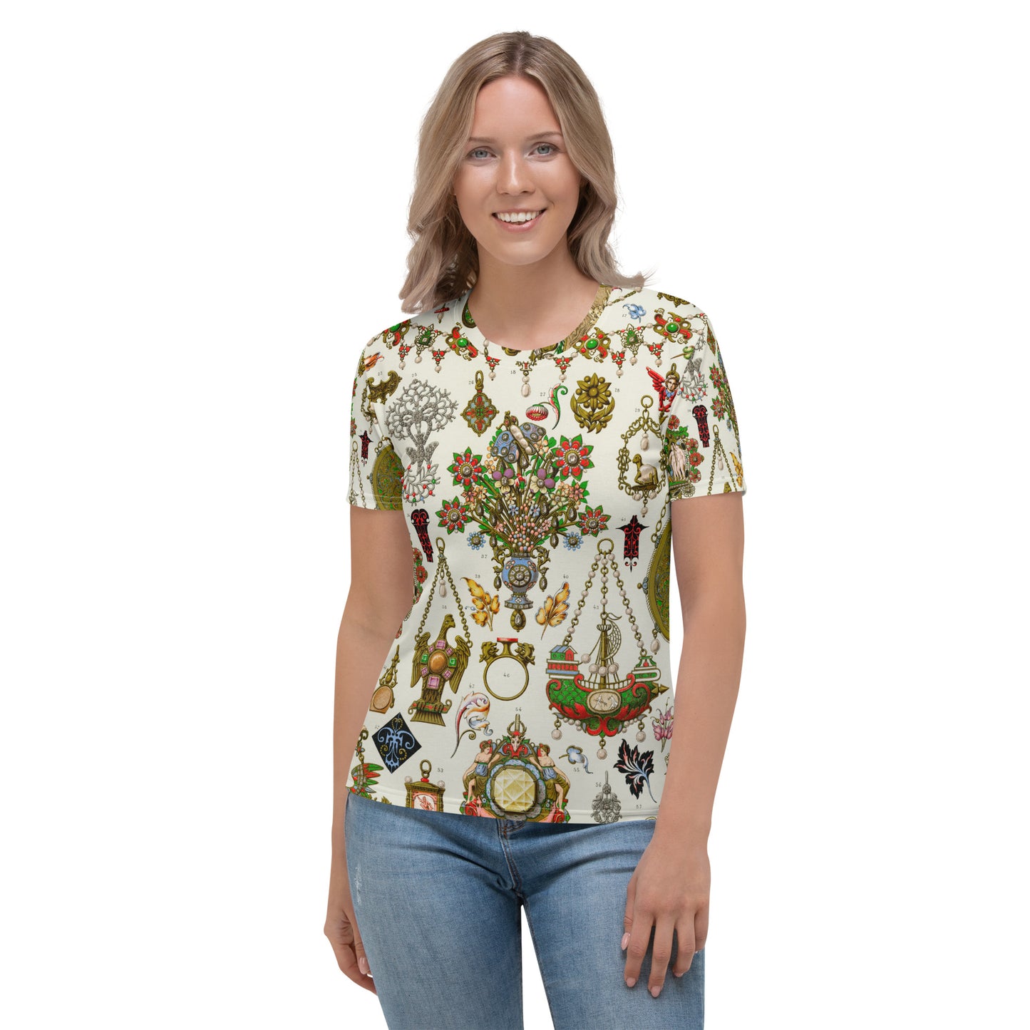 Model 2 - Albert Racinet Women's T-Shirt – Baroque Flourish in Motion
