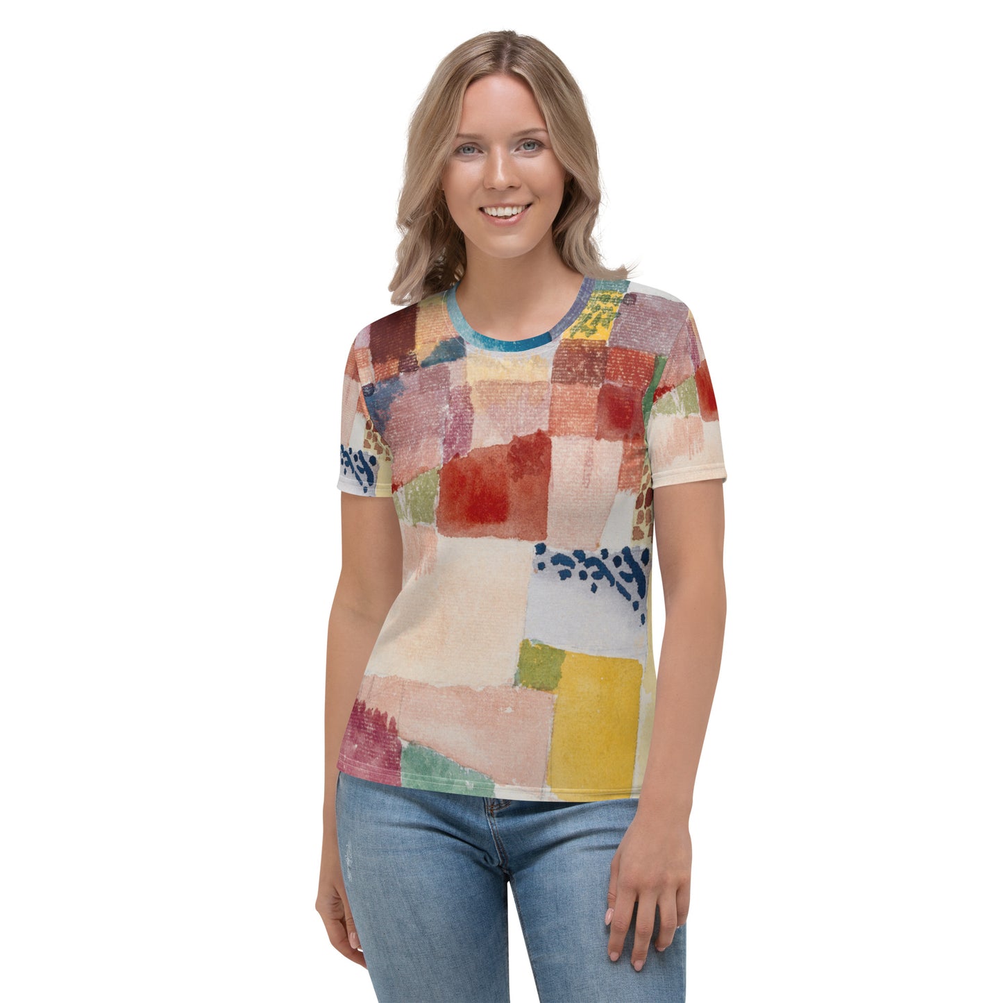 Model 2 - Paul Klee Women's T-Shirt – Sunlit Geometry of Hammamet