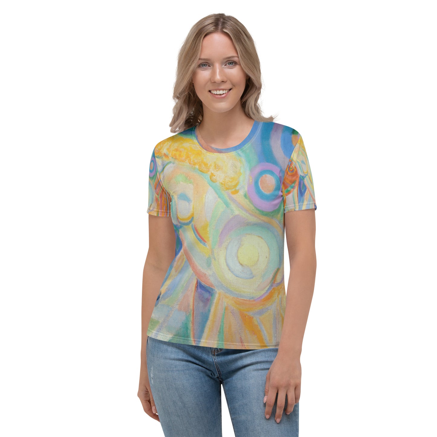 Model 2 - Robert Delaunay Women's T-Shirt – Radiant Color in Motion