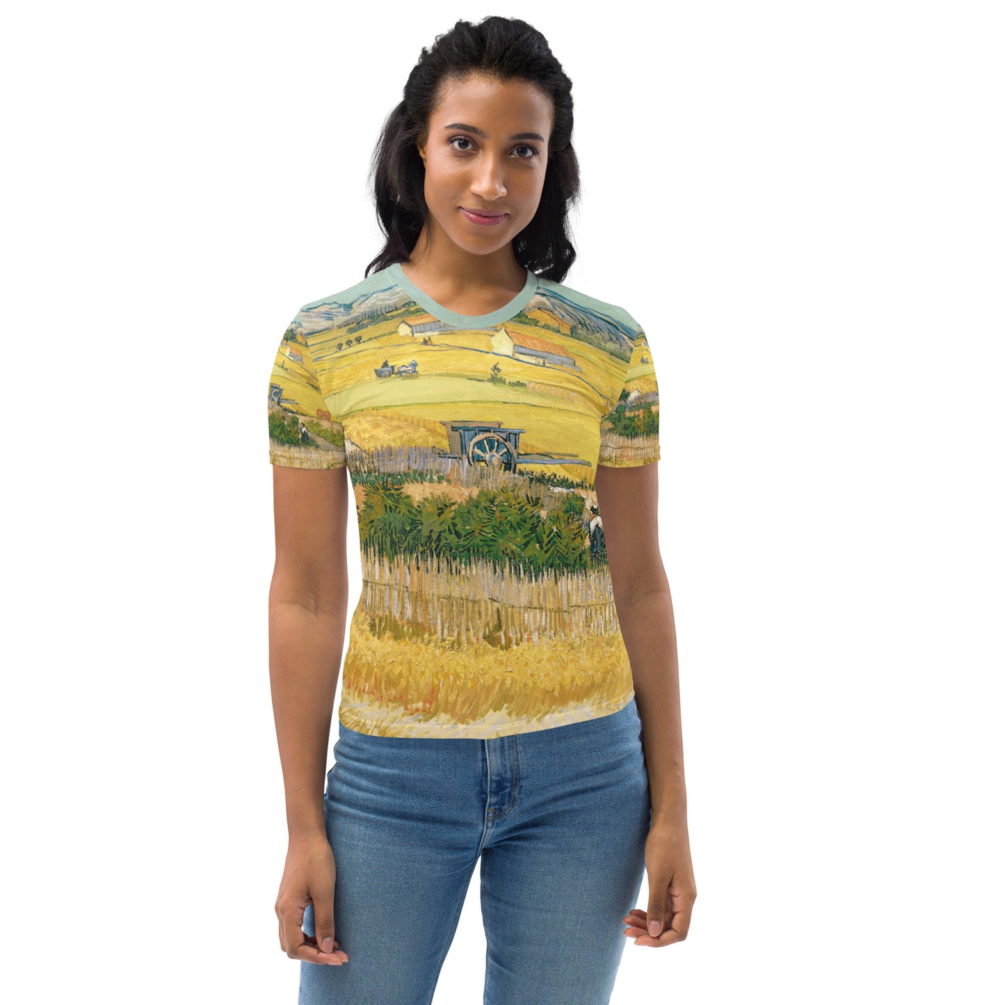Model 1 - Vincent van Gogh Women's T-Shirt – Golden Fields in Motion