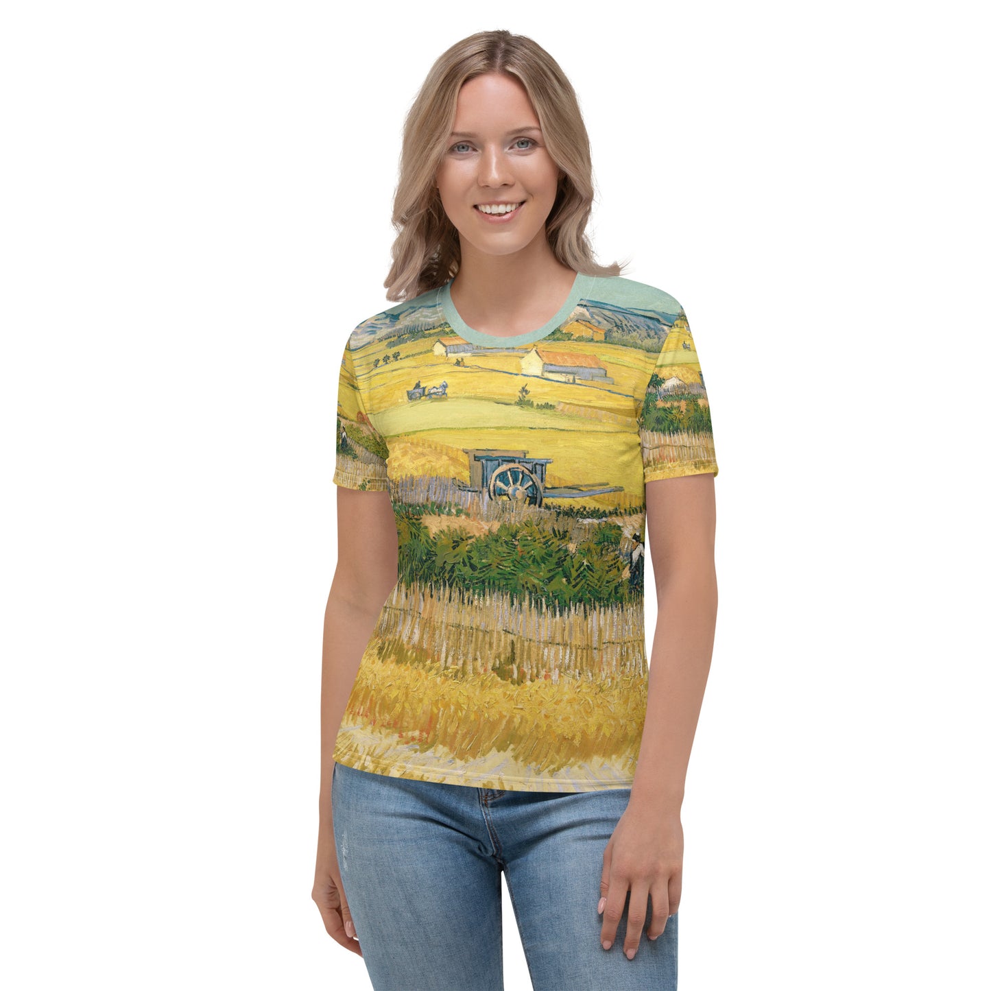 Model 2 - Vincent van Gogh Women's T-Shirt – Golden Fields in Motion