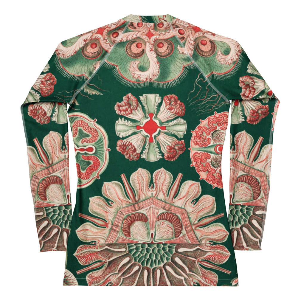 Back View - Haeckel Nature Women’s Rash Guard – Artistic Marine Elegance
