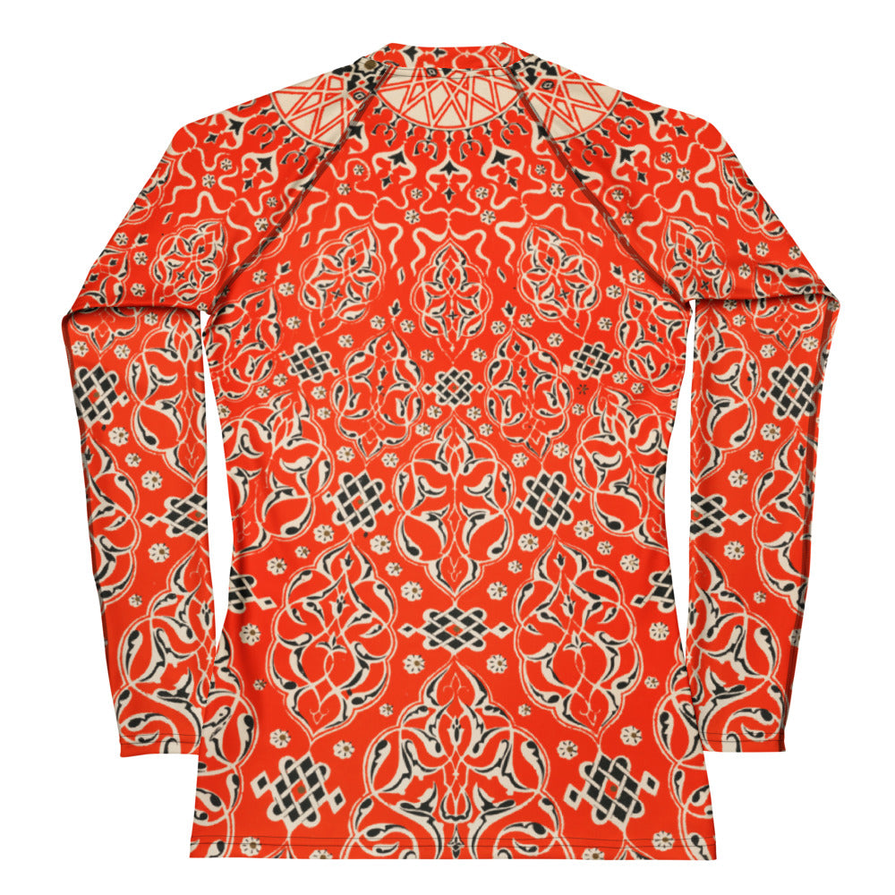 Back View - Owen Jones Turkish Ornament Women's Rash Guard – Intricate Art-Inspired Fashion