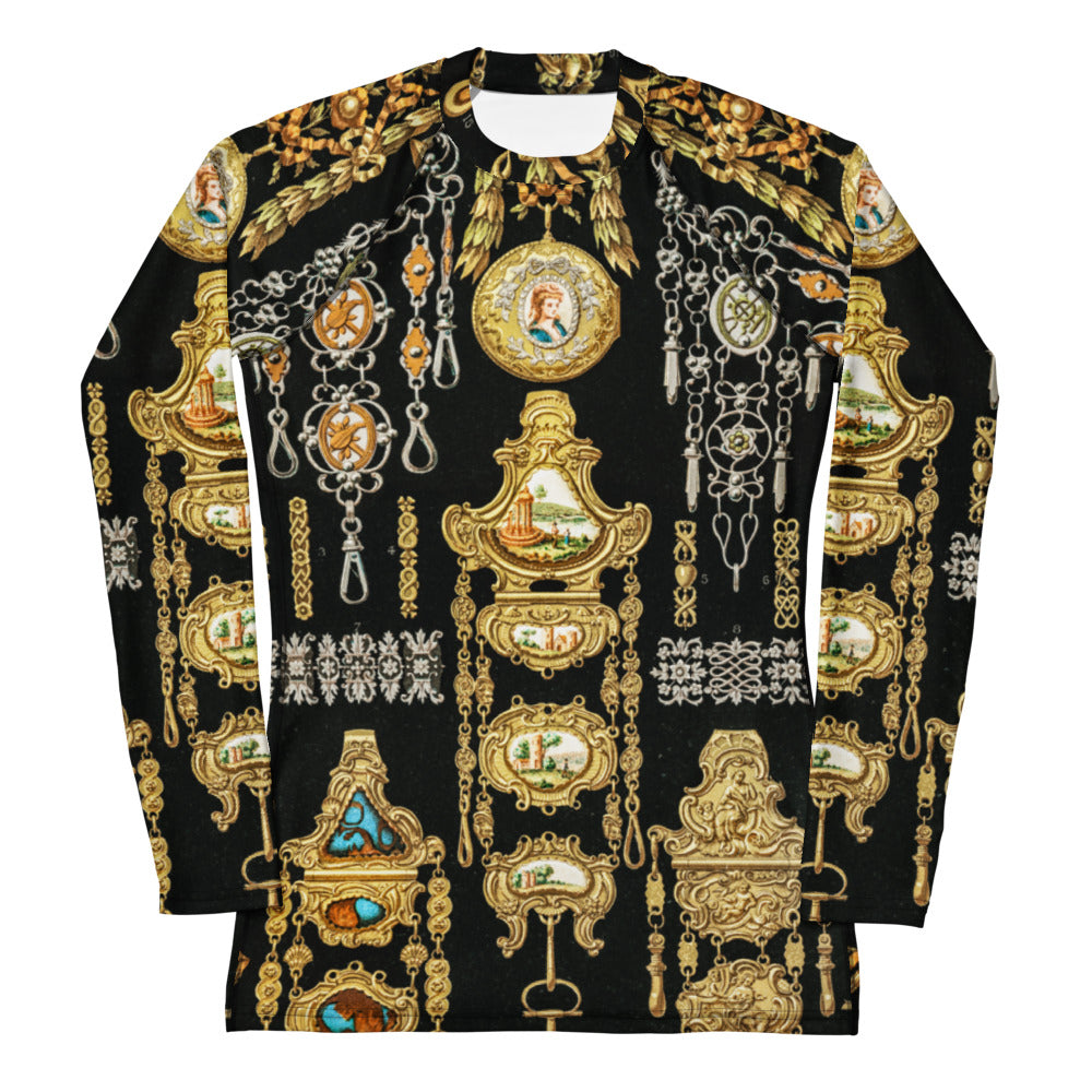 Albert Racinet Women's Rash Guard – Baroque Elegance in Motion