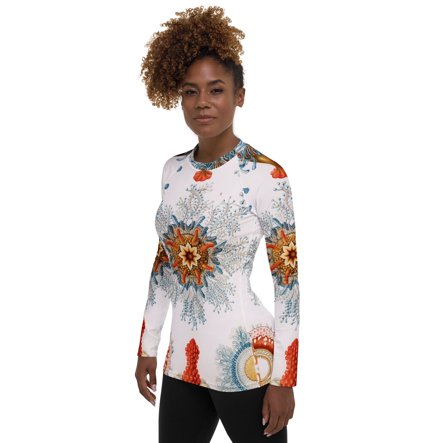 Model 2 - Ernst Haeckel Women's Rash Guard – Organic Elegance in Motion