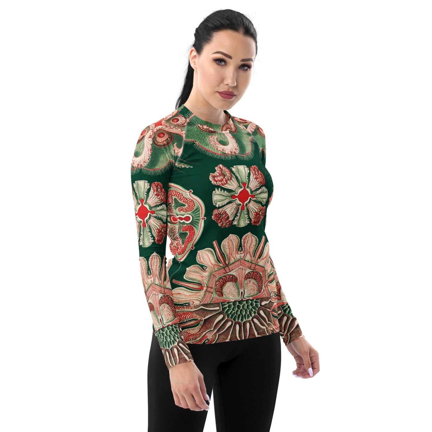 Model 1 - Haeckel Nature Women’s Rash Guard – Artistic Marine Elegance