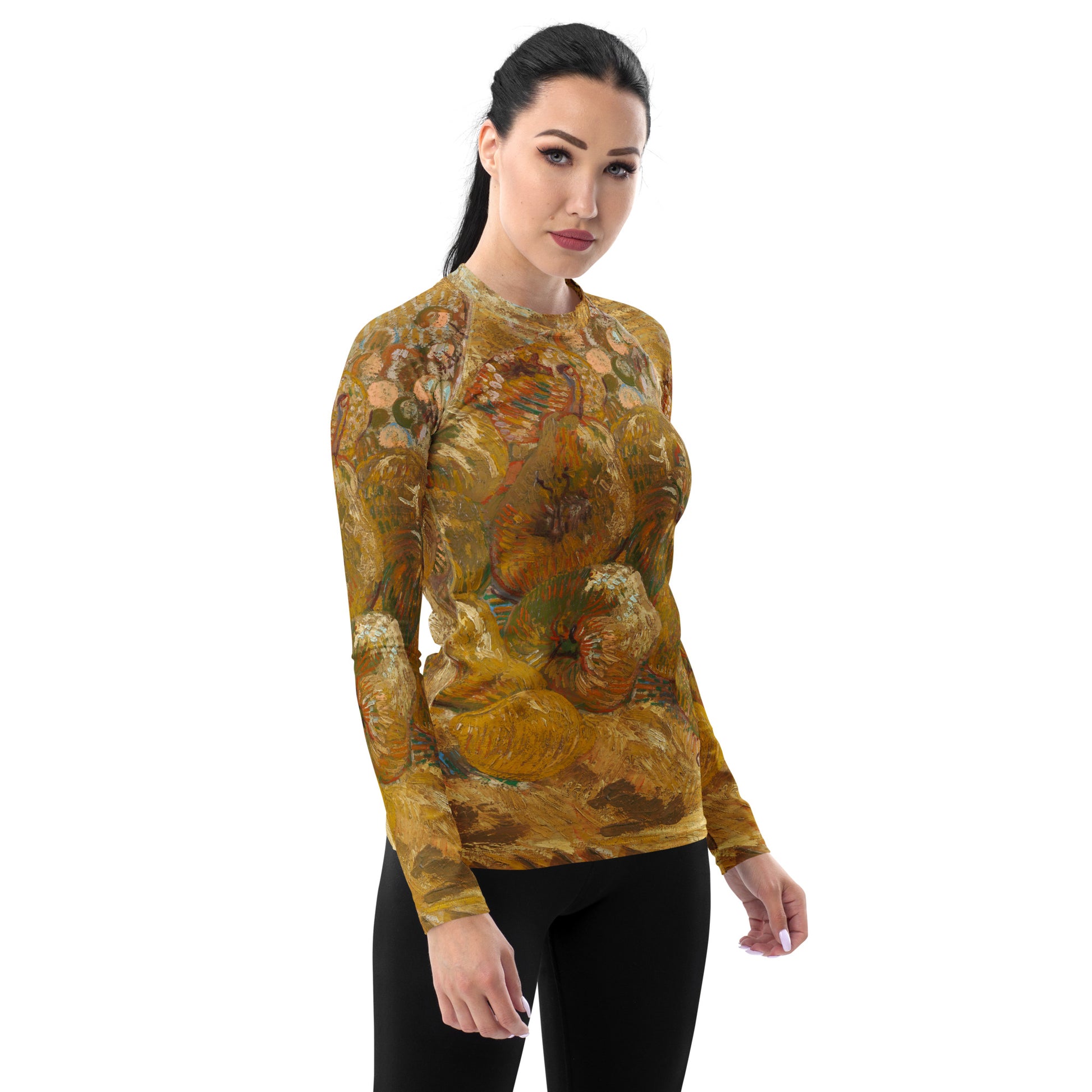 Model 1 - Van Gogh Rash Guard – Vintage Fruit Art Meets Modern Fashion